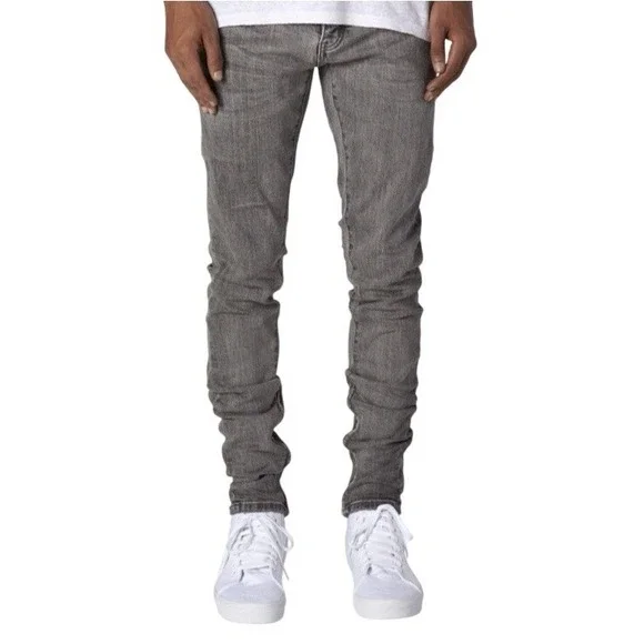 MNMl M56 Jeans Men's 33x34 Gray Slim Skinny Ankle Zipper Stretch Grunge Rock