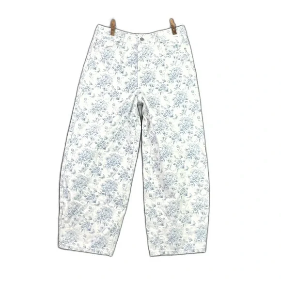 Pink Lily Katie Floral Barrel Jeans Womens 30 Denim Cotton Zip Fly Streetwear