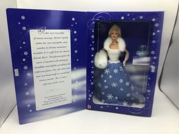 1999 Mattel Snow Sensation Barbie Doll Mini Snowglobe NRFB NIB 23800 Blue Gown