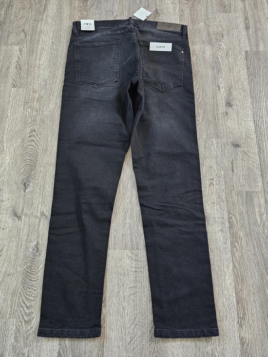 NWT Zara Man Slim Fit Jeans Black Faded Wash Denim Size 34