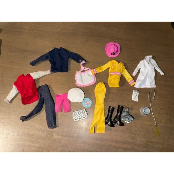 Barbie Doll Career Vet Firefighter Baker Costumes Accessories Clothing Lot