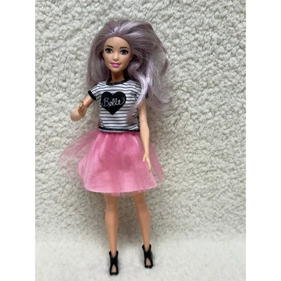 Barbie Fashionistas #54 Cool Petite Doll Lavender Hair Pink Tulle Skirt Mattel
