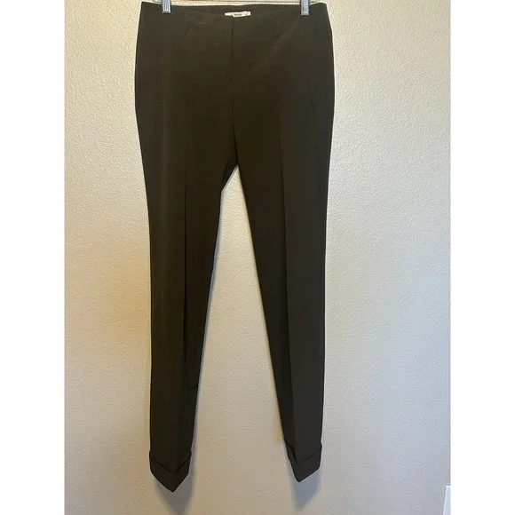 PRADA Women sz. 42 Brown Taupe Techno‎ Stretch Straight Cuffed Pants Made Italy