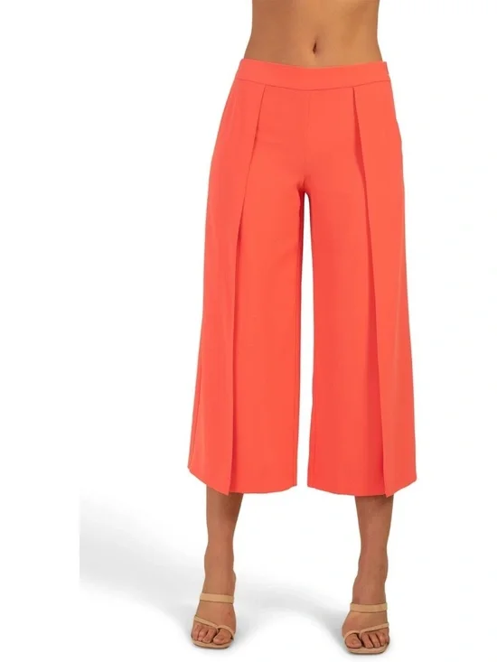 Trina Turk Esplande Wide Leg Cropped Crepe Pant Coral Size 12 NWT
