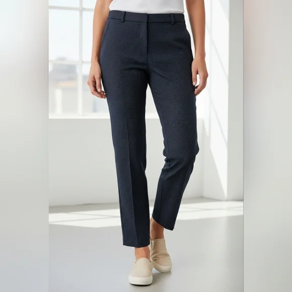 Talbots Micro Dot Midnight Blue Straight Leg Trousers