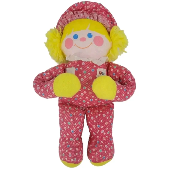 Vintage Fisher Price Crib Friend 1984 Rattle Squeeze Girl Plush Doll 1352-1352
