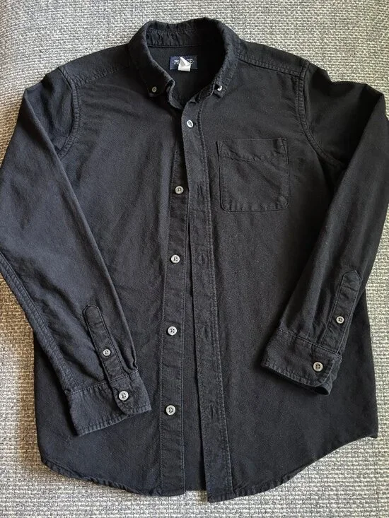 Children's Place Boys Black Long Sleeve Oxford Button-Down Shirt | Sz L (10/12)