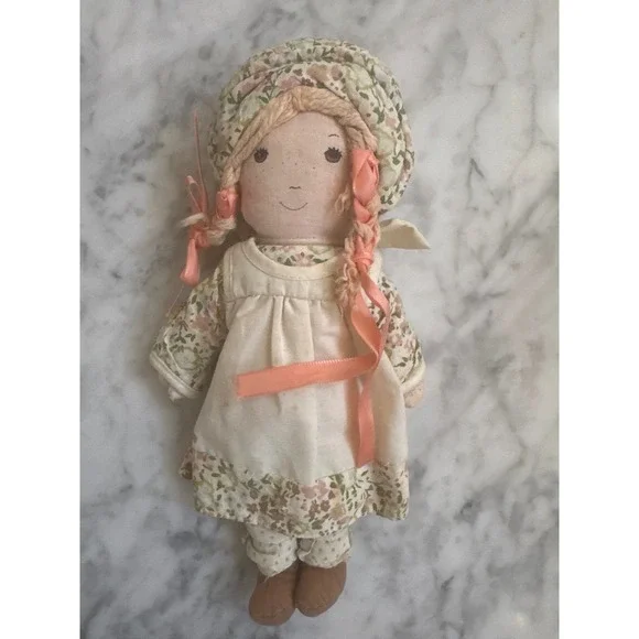 Vintage Heather Goldminc Clayworks Cloth Rag Doll Floral Cottagecore 12