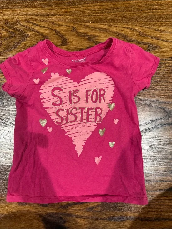 The Children's Place Bright Pink 'S Is For Sister' Heart Graphic Tee