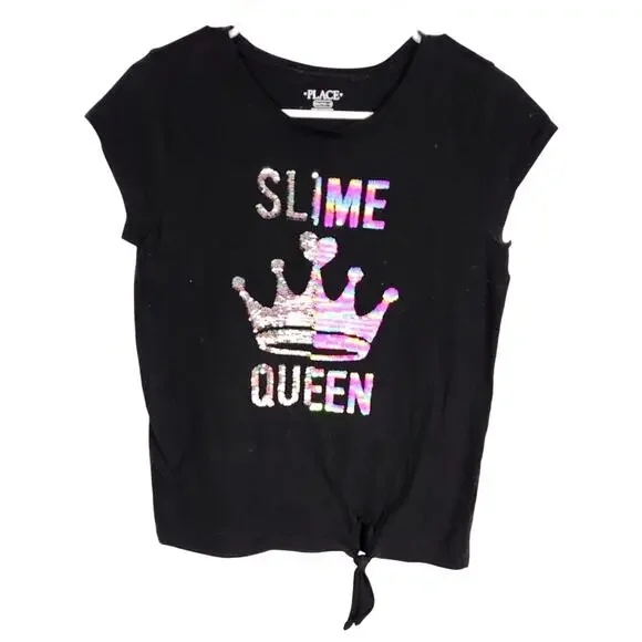 Children’s Place Slime Queen Flip Sequin Tee • Size 16 XXL Girls • EUC
