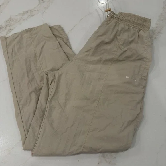 Wilo The Label Womens Mesh Lined Track Pants Sand Beige Elastic Waist XS