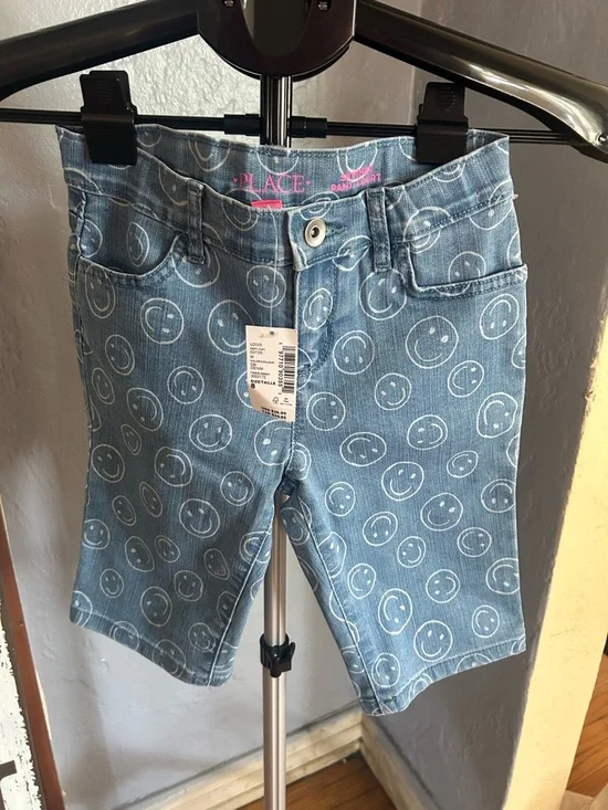 The Children's Place Light Blue Denim Smiley Face Shorts