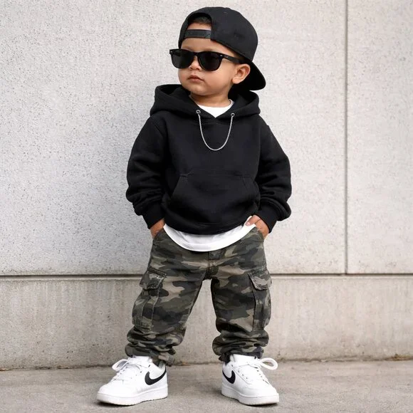 The Childrens Place Black Gray Camo Cargo Pants Toddler 2T Streetwear