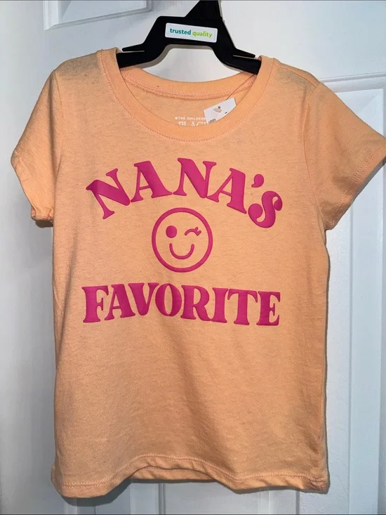 The Children's Place Peach Short Sleeve Tee with Pink 'Nana's Favorite' Graphic