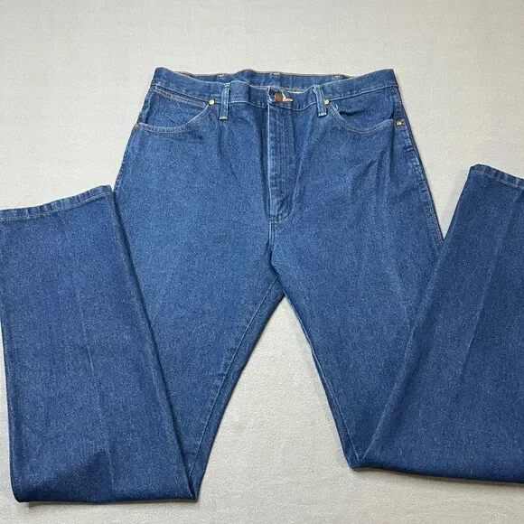 Wrangler Cowboy Cut Jeans Men 36 x 36 Blue Denim Dark Wash Classic Straight Leg