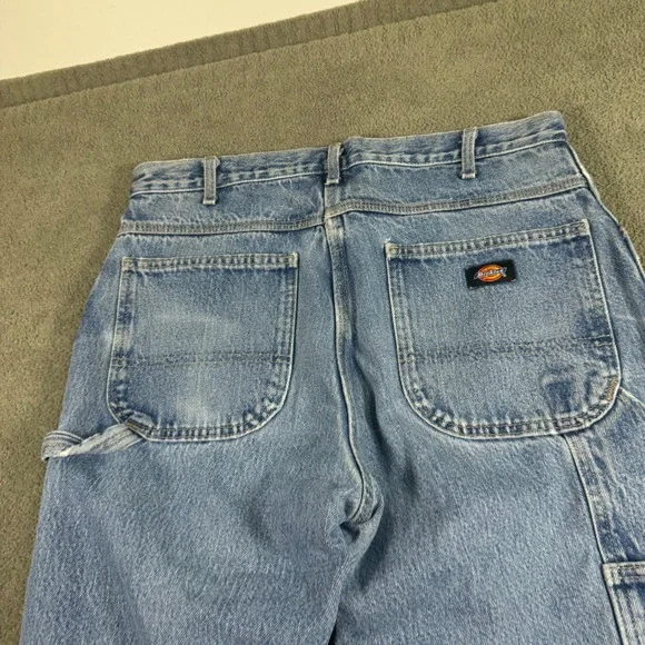 Dickies Relaxed Fit Carpenter Jeans Light Wash Distressed 1993SNB Mens 34x34 Blu