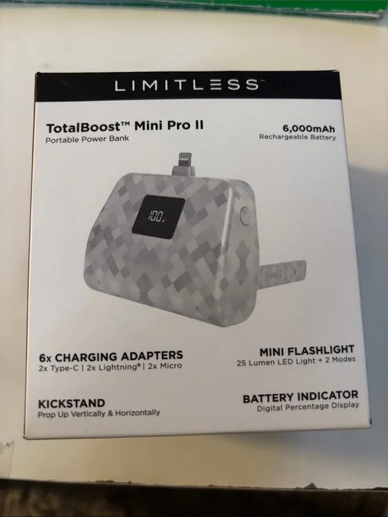 TotalBoost™ Mini Pro II 6,000mAh Portable Power Bank opened never used