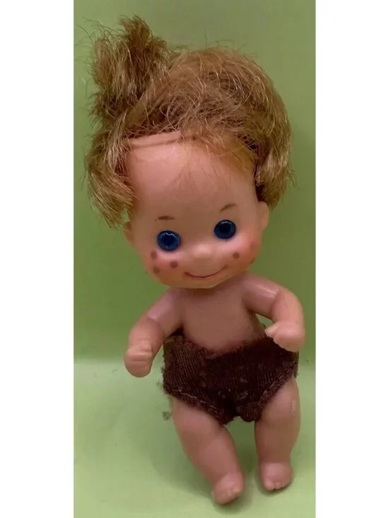 1973 Sunshine Family Baby Sweets Seth Red Brown Haired Boy Doll Brown Diaper