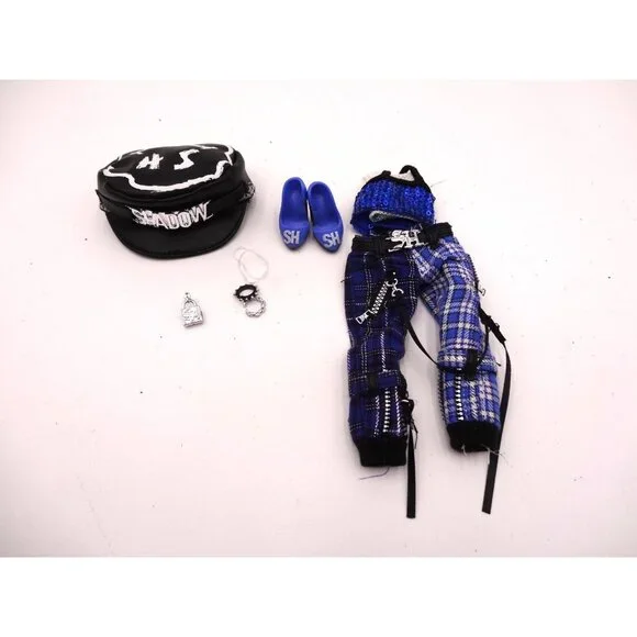 Rainbow Vision Shadow‎ High UMA VANHOOSE Punk NEON Blue PLAID clothes hat Shoes