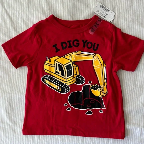 NWT THE CHILDRENS PLACE “I Dig You” Kids Valentines Day T-Shirt Size 18-24mo