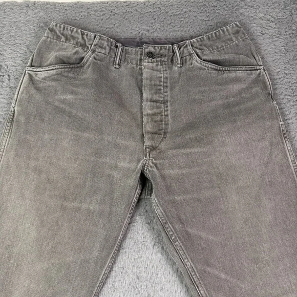 RRL Ralph Lauren Jeans Mens 32x30 Gray Denim Distressed 13 Star Donut Buttons