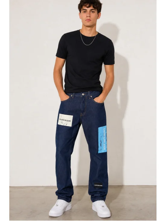 Calvin Klein Jeans Archive Patchwork Graphic Italian Denim Straight Leg 30x32