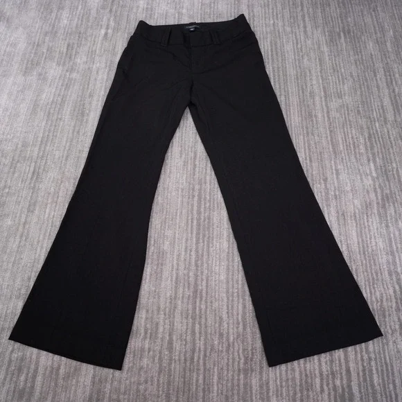 Banana Republic Jackson Fit Pants Womens 6 Black Excellent Wide Leg Wool Stretch