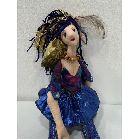 VTG OOAK Folk Art Sculpted Cloth Doll 21