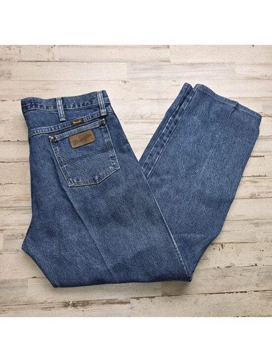 Wrangler Jeans Men 35x32 Blue 13MGSHD Cowboy Cut Denim Workwear George Strait