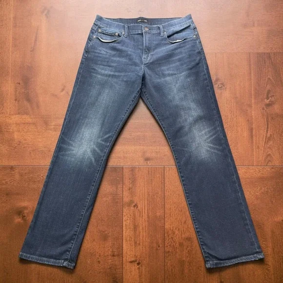 Lucky Brand Mens Dark Wash Straight Leg Jeans 34x32 Blue Denim Stretch Tencel