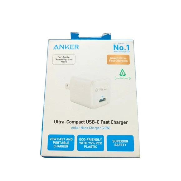 Nn2O Anker 20W PD Nano USB-C Fast Charge Wall Charger White Open‎ Box