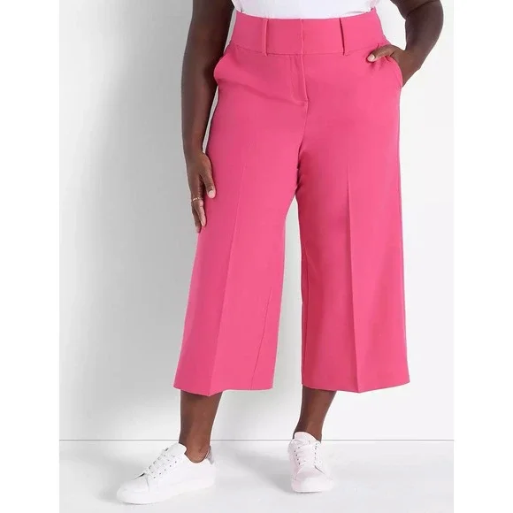 NWT Lane Bryant High-Rise Perfect Drape Wide Leg Capri Pant / Hot Pink / Size 26