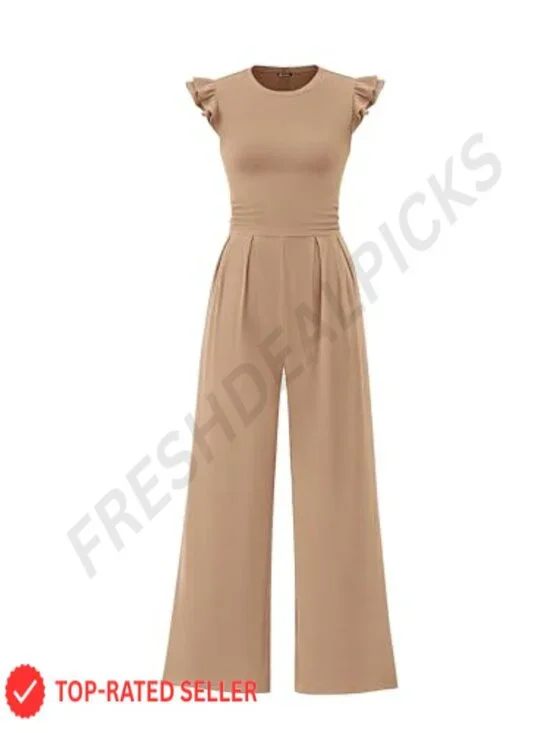 PRETTYGARDEN Cap Sleeve One Piece Jumpsuits for Women | Stretchy Ribbed