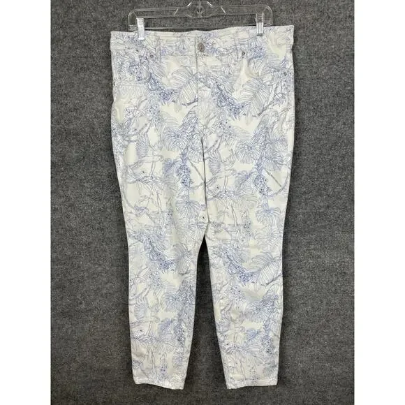Tommy Bahama Pants 14X28 Boracay Beach White High Rise Ankle Tropical Print‎