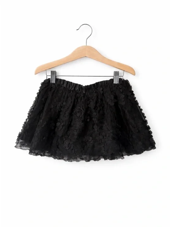 The Children’s Place Black Tulle Flower Skirt 3T Girls Lace Party Twirl Dressy