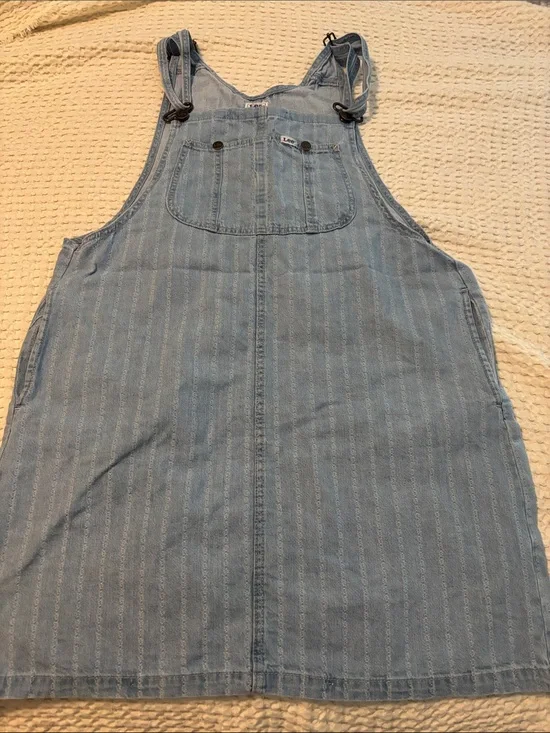 Lee Workwear Light Wash Denim Overalls Dress Jumper Sz L