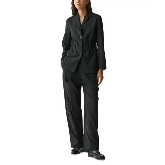 Theory Black Wool Blend Tailored Pants Trousers Relaxed Fit Small