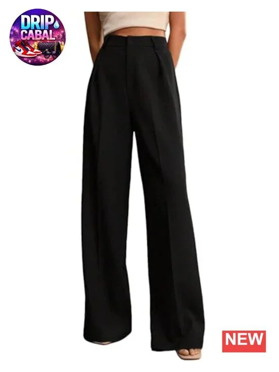 High Waist Wide Leg Palazzo Pants with Pockets Business Casual Trousers
