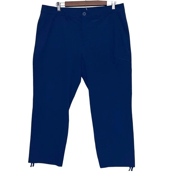 Eddie Bauer Navy Rainier Hiking Pants Women 12 Cinch Hem Straight Leg Activewear