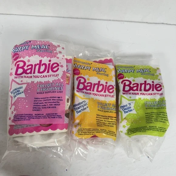 Vintage 1992 McDonald's Happy Meal Barbie‎ Figures Lot of 3 NIP Sealed