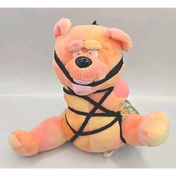 1999 Meanies Series 3‎ Tied The Bear Plush Orange Yellow w Tag BB27