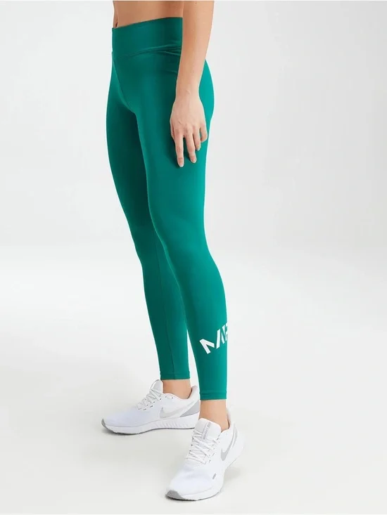 MyProtien High-Rise Teal Performance Leggings with Logo Detail