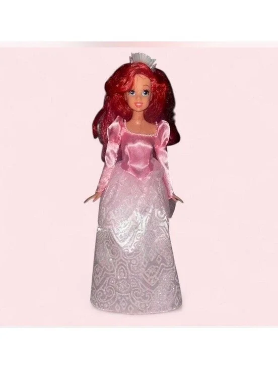 Disney the Little Mermaid Ariel Doll on Land In Pink Sparkle Dress