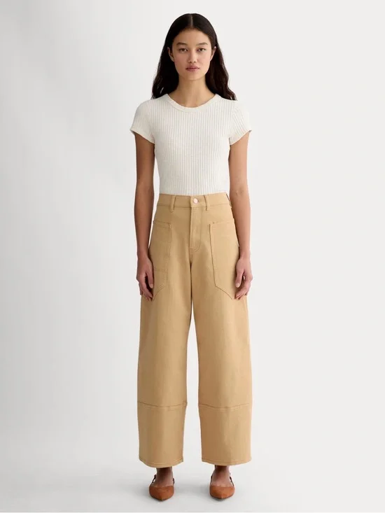 Everlane The Utility Gardener Pant Classic Khaki Size 27 NWT Wide Barrel Leg