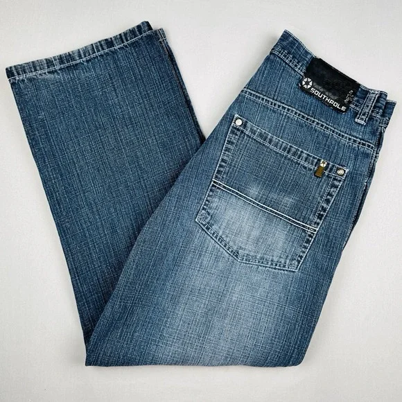 Vintage Y2K Southpole 4180 Baggy Jeans 34x30 Gold Tab Wide Leg Skater Denim