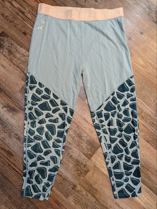 WildRye x SheJumps Jane 7/8 Crop Merino Wool Leggings Base Layer Sz 14