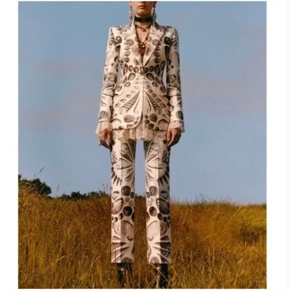 Alexander McQueen 💕Cabinet of Shells Print Kickabout Trousers Pants 44 US 8