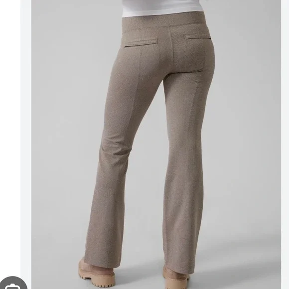 Athleta Delancey Herringbone Flare Pants XXS Taupe Brown High Rise‎ Athleisure