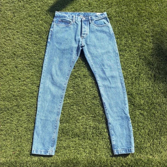 mnml Mens 32x32 Slim Fit Skinny Medium Wash Blue Denim Button Fly Jeans RN139488