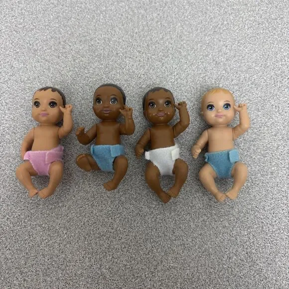 Barbie Skipper Babysitter Nursery Babies Lot of 4 Dolls, Blonde, Brunette, 2 AA